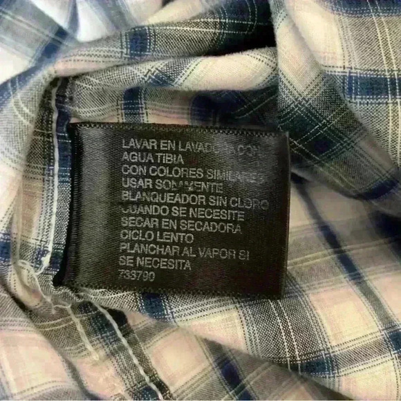 J. Ferrar Mens Western Pearl Snap Shirt Short Sleeve 4XL 20-20.5 Blue Plaid - Picture 9 of 10